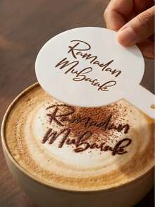 1pc Coffee Themed Spray Stencil, Acrylic Cookie/Cake DIY Mold, Eid Mubarak Party Decor Tool, Customized Kitchen Gift, Home Decor, Cooking Tool, Baking Gift, Elegant Gift, Housewarming Gift, Pizza Lover Gift, Baking Enthusiast Souvenir - Custom Text - View 5
