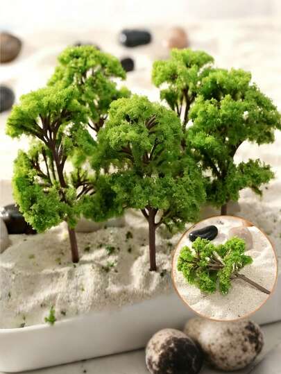 12pcs Mini Green Plastic Trees, Suitable For DIY Micro Landscape, Fairy Garden And Model Scenery - Artificial Plants, Simulated Moss Covered Design, Great For Home Decor And Creative Projects, Fairy Garden Accessories | Delicate Moss Texture | Easy To Arrange And Decorate