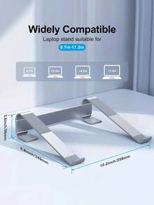 1pc Aluminum Laptop Stand, Ergonomic Design, Detachable, Available In Silver And Black - Multicolor - View 10