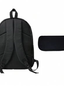 Simple Fit Dandy'S World Yatta Toon  Student-Friendly 2PC Backpack Set Shoulder Bag Pencil Case Large Capacity Laptop Unisex Gift - 黑色 - 查看 4