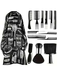 CTZIHGAO Styling Comb Set,Professional Hairdressing Supplies 1/2/3Pcs Sets, Hairdressing Capes, Hairdressing Capes With Neck Dust Brush, Hairdressing Aprons, Salon Aprons, Hair Coloring Capes, Cleaning Brushes, Salon Spray Bottles, Styling Spray Bottles, Alcohol Spray Bottles, Pressure Spray Bottles, Hairdressing Tools, Hair Products And Accessories. Suitable For Hair Salons, Beauty Salons, And Back-To-School Season. - Black - View 16