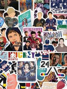 60Pcs Heated Rivalry Stickers TV Show Stickers Scrapbook Aesthetic Stickers Pack Fashion Cartoon Stickers Heated Rivalry Book Stickers Vinly Waterproof Stickers For Water Bottle,Computer,Laptop,Phone,Luggage,Notebook,Fridge - Multicolor - View 1
