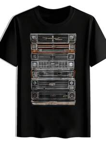 One-Piece Fun Pattern Print Short Sleeve Men T-Shirt Black Popular Fun Pattern Summer Casual Round Neck Spring Summer Casual Round Neck Men Clothing Top Summer Essential For Travel Dating Beach Vacation Festival Gift - 黑色5 - 查看 1