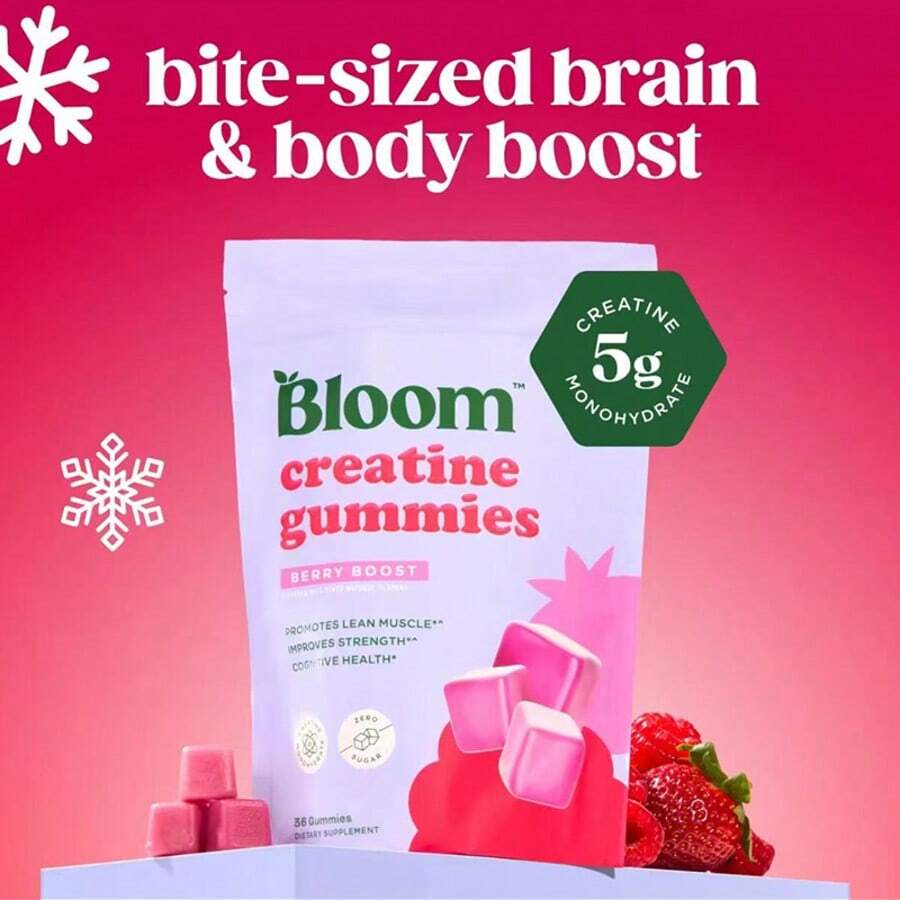 Free Shipping - Bloom Nutrition Creatine Gummies - New Year New Me - Energy, Cognitive Health & Post-Workout Muscle Recovery Promotes & Muscle Improves - Creatine For Women, For Women, Dietary Supplement - 36 viên kẹo dẻo - Xem 1