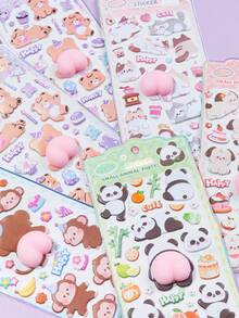 3D Cartoon Sticker Pack Including Panda, Puppy, Kitten, Monkey, Bear And More. Cute 3D Stress Relief Stickers Suitable For DIY Glitter Stickers, Phone Case Stickers, Notebook Stickers And Handmade Craft Stickers. Reusable Waterproof Stickers Great For Scrapbooking And Stationery Decoration. - Multicolor - View 2