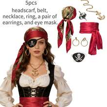 3pcs Medieval Renaissance Pirate Headscarf And Belt Costume - Multicolor - View 1
