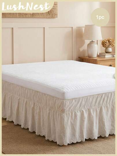 1pc Ruffled Bed Skirt, Minimalist Classic Daily Use, Comfortable Breathable Polyester Fabric Suitable For All Seasons, Suitable For Bedroom Decor