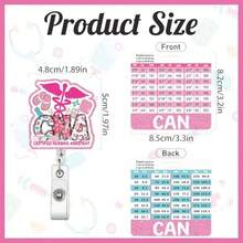 CNA Badge Reel And Buddy Pink Bow Retractable ID Nurses Badge Holder Acrylic Glitter Badge With Alligator Clip CNA Accessories For Work Gift For Hospital Coworkers Nursing - 細胞核 - 查看 7