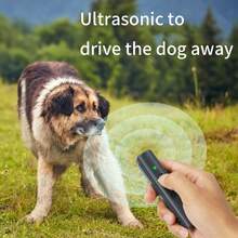 Ultrasonic Dog Repeller USB Rechargeable Dog Drive Device Portable Dog Trainer Anti Barking Device with LED Indicator Lanyard - Negro - Ver 2