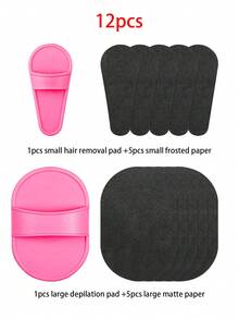 102/62/32/12件套脱毛套装，女孩去角质套装，包含两种尺寸的可重复使用腿部和面部脱毛垫、物理脱毛工具、唇部和皮肤细砂纸、面部脱毛器和磨砂膏、面部剃毛器、迷你剃毛器和脱毛套装。圣诞节、冬季、粉色、毕业季 - 彩色 - 查看 6