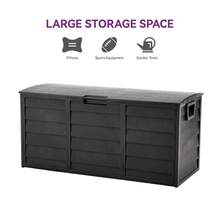 LIVINGANDHOME 1 Piece Black PP Outdoor Storage Deck Box 290L Lockable Hinged Top Weather Resistant Garden Organizer - Black 290L - View 11