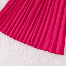 时尚街头风！玫红色铆钉无袖西装外套+百褶裙套装，女孩夏季时尚穿搭 - 玫紅色 - 查看 9