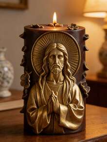 1pc 3D Jesus Family Embossed Cylinder Silicone Mold Virgin Mary & Jesus Design Reusable Flexible For Candle/Clay/Gypsum/Resin/Cement Candle Mold Easter Christmas Baptism Christian Gift - A - View 4