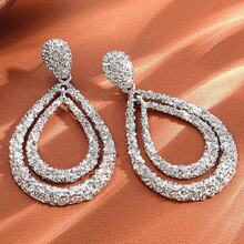 Double Layer Water Drop Earrings For Women, Long Geometric Design, Elegant  Fashion Jewelry - 5625302HB - View 6