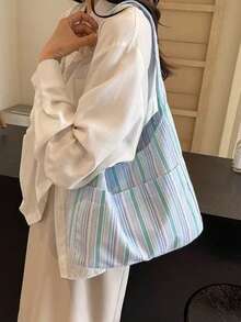 New Stylish Fresh Sweet Artistic Underarm Versatile Tote Bag For Women, Lightweight Commuter Large Capacity Shoulder Bag , Makeup Room Decor ,Makeup Bag - Multicolor - View 6