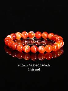 优雅玛瑙手链，女士珠宝手链，平衡宝石首饰，舒缓压力，情人节礼物 - 紅色 - 查看 2
