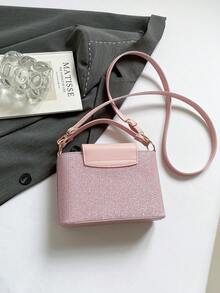 Bolso de cubo brillante para mujer, bolso de hombro y bandolera versátil, de moda para ir al trabajo y de compras - Rosa - Ver 9
