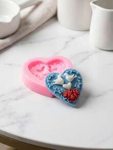 1pc/2pcs Heart-Shaped Chocolate Cookie Mold, Peace Design Silicone Mold, Perfect For Coating With Chocolate Oreos, Cakes, Candies, Puddings And Mini Soaps - Pink - View 8