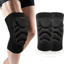 Almohadilla de esponja gruesa con soporte elástico y transpirable para la rodilla, protección multifuncional para la rodilla - Negro - Ver 1