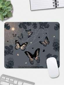 一体式深色蜘蛛网和蝴蝶图案PU皮革鼠标垫，2毫米厚，小型办公桌面垫，适合学生/游戏玩家/笔记本电脑用户，防水防滑，必备办公配件。 - 藍色 - 查看 10