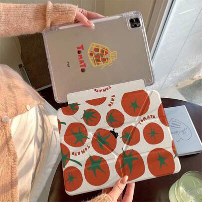 Niche Tomato Black Cat Cute Flat Protective Case Compatible With Apple 11th Generation Tablet Protective Case, Pro 2025 New Cute 10th Generation Fashion Air 7/6 With Pen Slot Anti-Bend 11-Inch Tablet Protective Cover For Girls