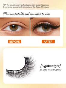 5 Pairs Of Naturally Messy Cat Eye False Eyelashes, Natural Makeup Effect, Slender, Elongated - Natural Lashes - View 3
