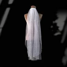 1pc Shiny Pearl Bridal Veil, Minimalist & Elegant Design, Suitable For Wedding Dress, Cathedral Wedding - Multicolor - View 12