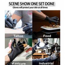 100pcs Nitrile Disposable Gloves-Latex Free, Non Rubber Gloves For Cleaning, Cooking, Food Prepping, Professional Protective Gloves - 黑色 - 查看 6