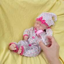 13-Inch Full Soft Silicone Reborn Baby, Colorful Onefit & Sleeping Expression, Realistic Full-Body Soft Solid Silicone Reborn Doll, Christmas Gift Easter Present Halloween Gift - Pink - View 3