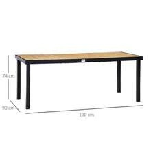 Garden Table For 8 People, Dining Table, Aluminum Table 190 X 90 X 74 Cm, Easy To Maintain, Plastic, Natural And Black, Garden And Living Room Furniture - Ginger - View 3