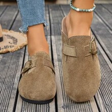 女士铜扣穆勒鞋，复古风格平底拖鞋，休闲优雅百搭凉鞋，适合日常穿着，四季皆宜。 - 卡其色 - 查看 9