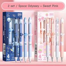 4pcs/Set Cute Pink Erasable Gel Ink Pens, Cartoon Animal & Space Exploration Pattern, Retractable Clip, 0.5mm Ballpoint, Black Ink, Suitable For Writing, Student Back To School & Office Supplies - Black - View 16