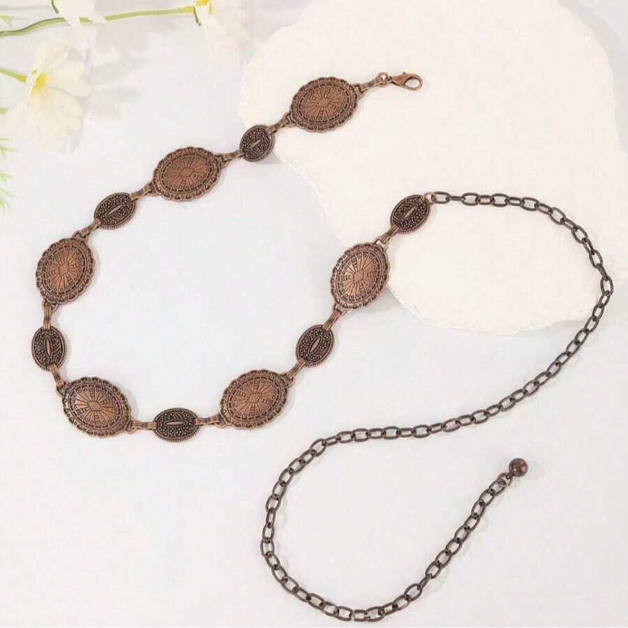 Vintage Engraved Copper-Tone Waist Chain - Instantly Enhances Waistline! - Bronze - View 1