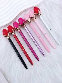 2支/套玫瑰花造型圆珠笔，情人节独特礼物，文具办公用品 - 黑色 - 查看 1