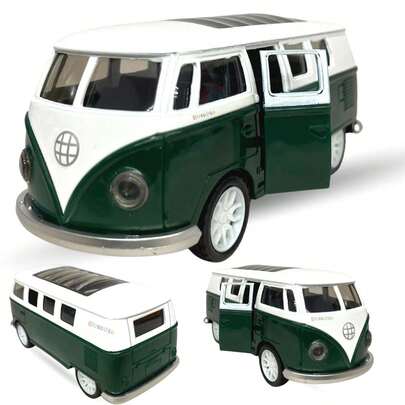 Carrinho De Ferro Miniatura Kombi De Metal Abre A Porta