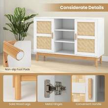 Stylish 48 Inch Sideboard Buffet Cabinet With Bamboo Woven Doors For Any Room - 自然白 - 查看 4