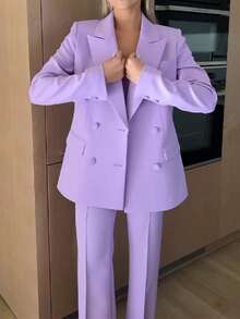 Autumn Temperament Fashion Commuter Suit Suit Bra Pants Jacket Three-Piece Set - Màu tím  Violet - Xem 2