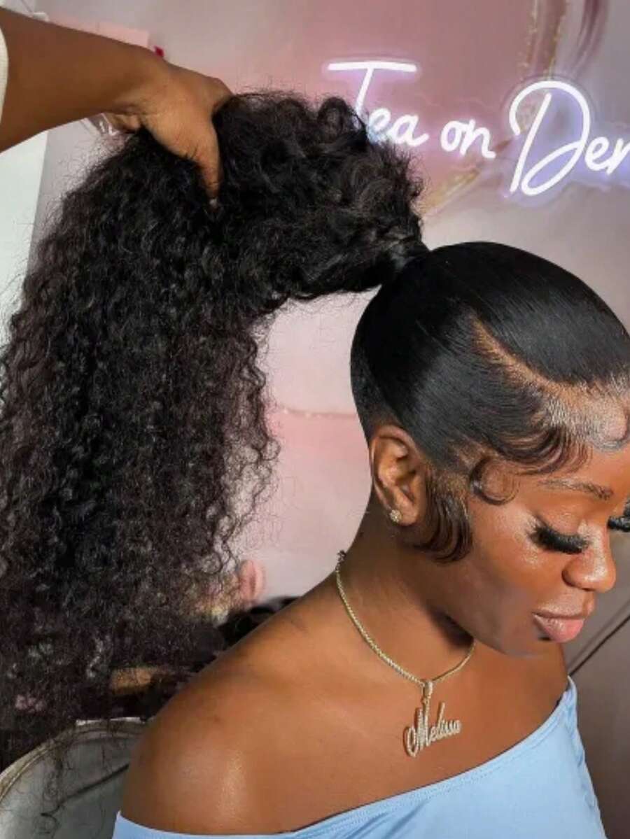 NARNI Hidden Strap 360 Glueless Lace Front Wigs Human Hair 250 Density Deep Wave HD Lace Frontal Wig With Drawstring Glueless 13x4 13x6 Lace Front Wig Human Hair Pre Plucked Wear And Go Glueless 5x5 6x4 Curly Lace Closure Wig Human Hair Brazilian Virgin Human Hair Wigs For Women Black Color - Natural Black - 查看 1