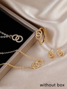 Bộ 5 món trang sức khuyên tai đôi đính đá Cubic Zirconia sang trọng, thích hợp làm quà tặng cho phái nữ trong các buổi hẹn hò, lễ hội âm nhạc, tiệc tùng, đám cưới, ngày lễ. - Vàng - Xem 2