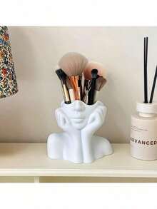 12.5*11.5*8.5厘米 面部化妆刷架，梳妆刷收纳架，白色花瓶装饰品，现代装饰花瓶摆件，适用于书桌、书架、客厅、卧室 - 多款式 - 查看 9