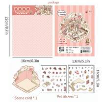 3pcs Cartoon 3D Stereoscopic Stress-Relieving Diorama Stickers, Creative Miniature Scene Collage, DIY Scrapbooking Stickers - Style 1 - View 12