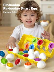 Brinquedos inteligentes em formato de ovo, brinquedos cognitivos Montessori para educação infantil, reconhecimento de cores e padrões, presente adequado para meninos e meninas (cor aleatória) - Multicolorido - Ver 10