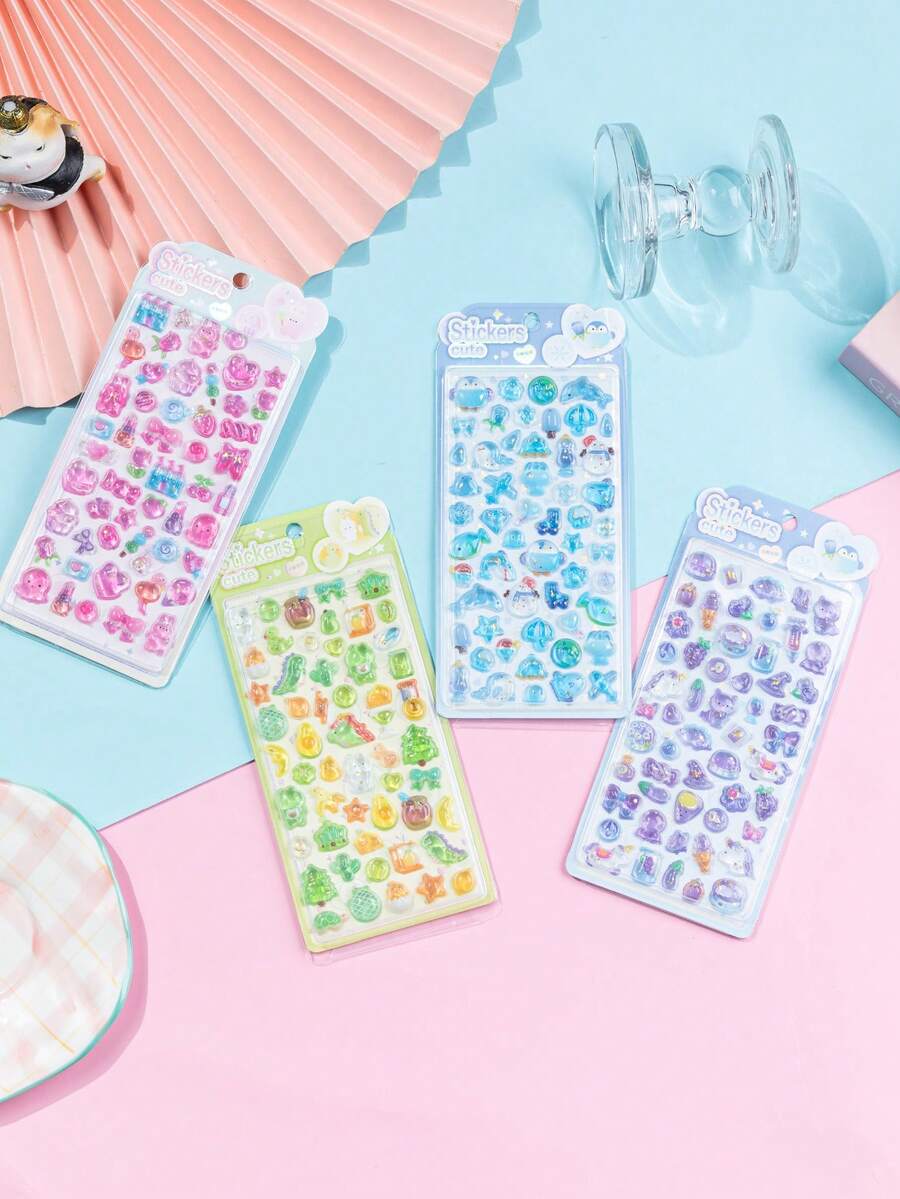 Colorful 3D Epoxy Resin Stickers - Cute Animals - Waterproof, Reusable, Repositionable, Self-Adhesive, High-Quality Resin - Perfect For Decorating Smartphones, Phone Cases, Laptops, Desktops, Tablets, Stationery, Notebooks, Journals, Planners, Scrapbooks, Mugs, Water Bottles, Refrigerators, Gift Wrapping, DIY Decor - Multicolor - View 1