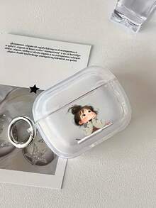 Earphone Case With Painted Daydreaming Girl & Buttons, Transparent Soft Protective Cover, Anti-Drop, Suitable Compatible With Apple 1/2/3/4, Pro 2nd Gen, 3/4/5 Wireless Bluetooth Earphones, New Design For Women - Multicolor - View 4