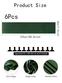 Bộ 6/12 khăn trải bàn bằng vải satin kích thước 28*275cm, chất liệu mềm mịn, thích hợp cho đám cưới, tiệc tùng, sinh nhật, lễ hội, lễ tốt nghiệp, tiệc cô dâu, kỷ niệm và các dịp khác. - Nhiều màu - Xem 10