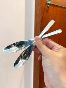 1pc Premium Quality Korean Style Stainless Steel Long Handle Non-Stick Rice/Dessert Spoon - Silver - View 1