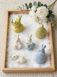 1个可爱兔子硅胶模具，适用于家居装饰、房间装饰、婚礼装饰、复活节装饰、DIY兔子蜡烛、手工环氧树脂石膏模具，女士礼物、复活节礼物 - 白色 - 查看 3