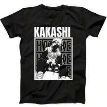 Men's Casual Print Round Neck Short Sleeve T-Shirt ,Round Neck Short Sleeve T-Shirt Fashion Graphic Tees,100% Cotton Short Sleeve Casual Tee,Machine Washable Comfortable Outdoor Casual Wear,Fashion Print Casual T-Shirt,Made Of Pure Cotton,Kakashi Hatake T-Shirt Anime Vintage Streetwear Suitable For Wearing During Christmas - 黑色 - 查看 8