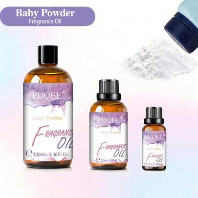 EUQEE 1瓶装 10/30/100毫升 婴儿爽身粉香氛精油，适用于藤条香薰、加湿器、DIY蜡烛和肥皂制作，优质精油，适用于家庭香薰、室内喷雾、保湿护肤、车载香氛，生日/节日/圣诞礼物