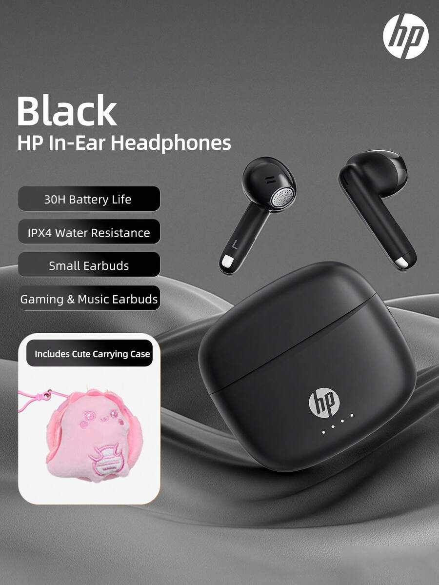 HP Wireless Earbuds, True Wireless Noise Cancelling Earphones, Compatible With Apple, Android And Other Devices, Comes With Charging Case, Suitable For Spring, Summer, Autumn And Winter, Also An Excellent Christmas Gift - H10J+ Headphone Storage Bag - View 1